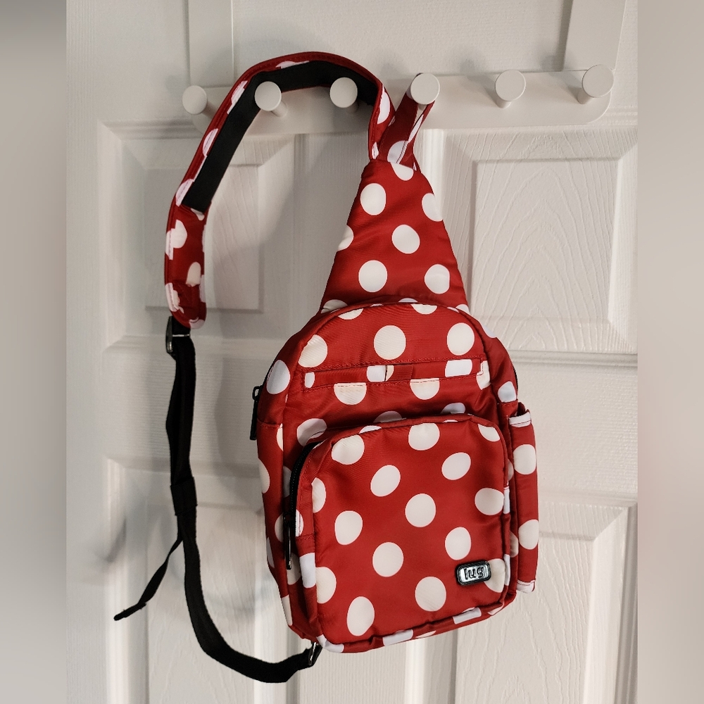 Lug Archer Red Polka Dot Crossbody bag/Backpack